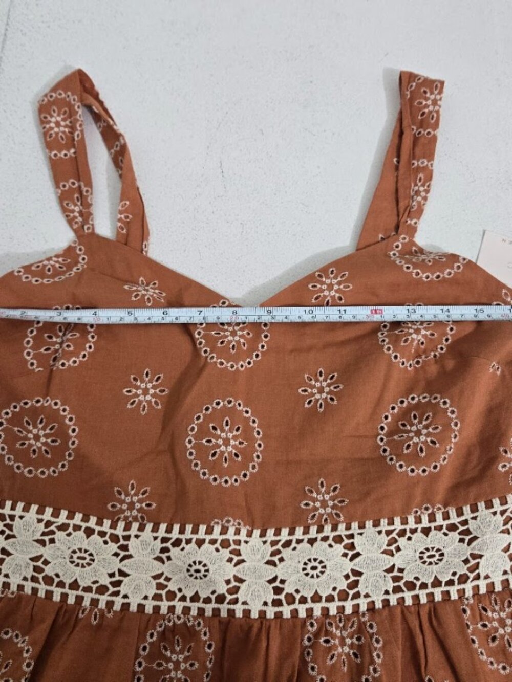 NWT Lauren Conrad Crochet Cottagecore Midi Dress Sz M Sundress Boho Smocked Tier - Picture 5 of 10
